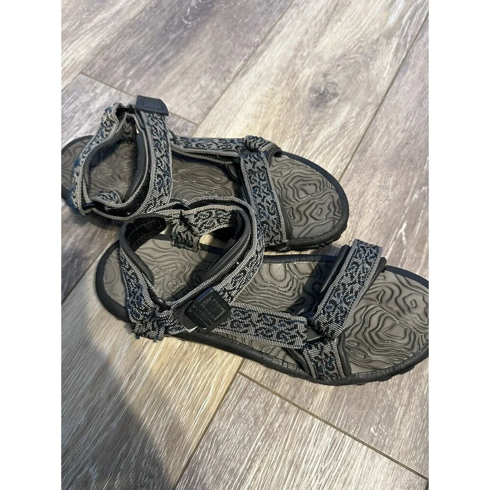 TEVA Black and Gray Nylon Adjustable Strap Sport Sandals US Size 8W